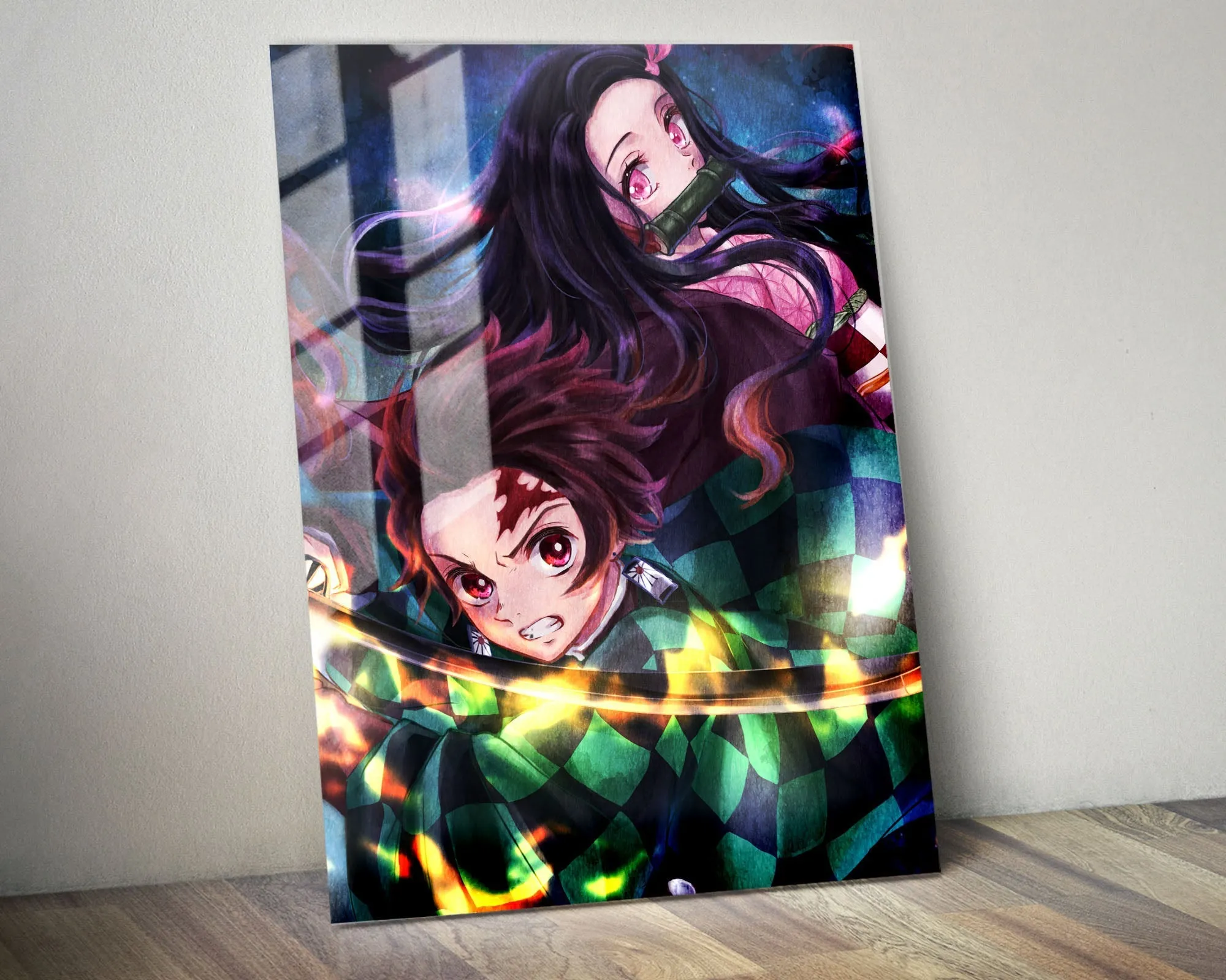 Demon Slayer Artistic Tanjiro and Nezuko Metal Poster