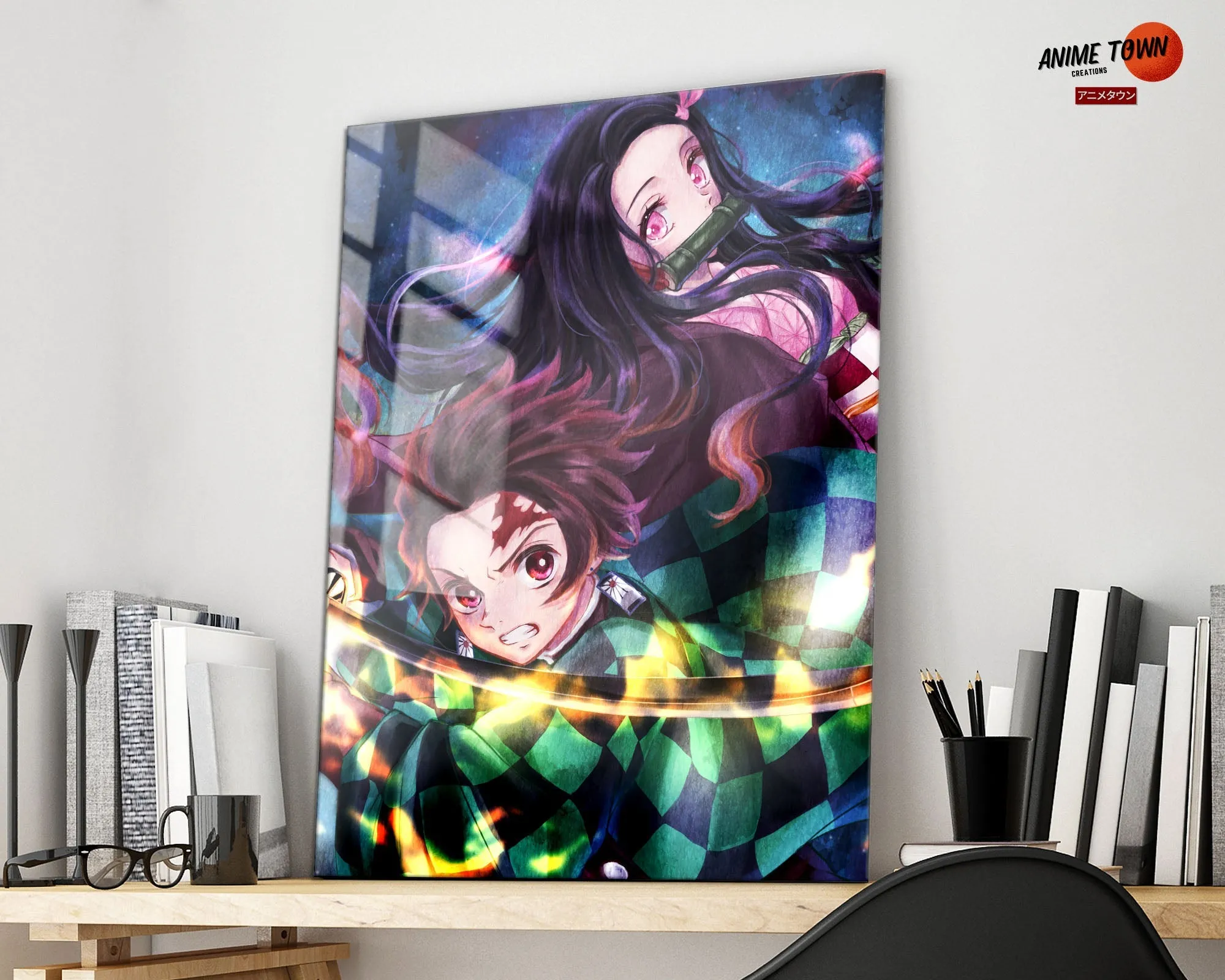 Demon Slayer Artistic Tanjiro and Nezuko Metal Poster