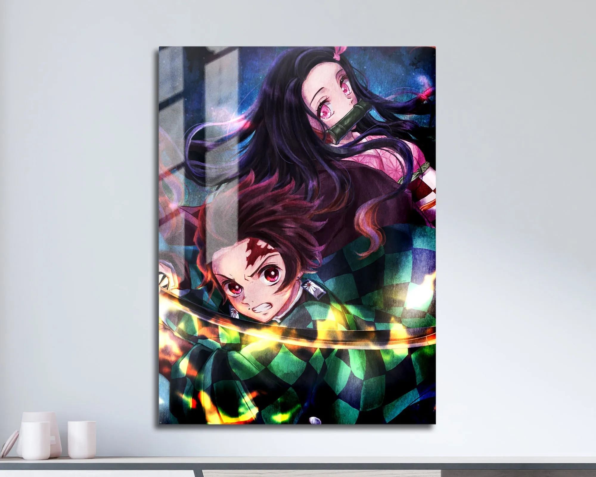Demon Slayer Artistic Tanjiro and Nezuko Metal Poster