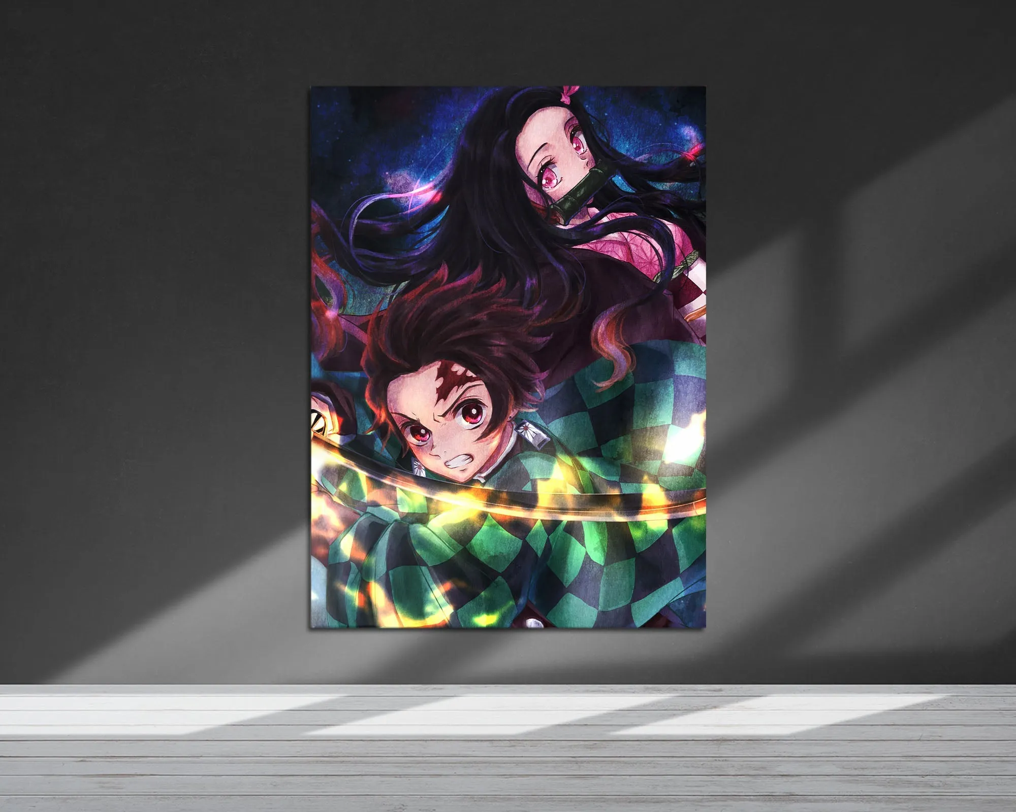 Demon Slayer Artistic Tanjiro and Nezuko Metal Poster