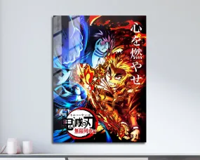 Demon Slayer Kyojuro Rengoku vs Akaza Metal Poster
