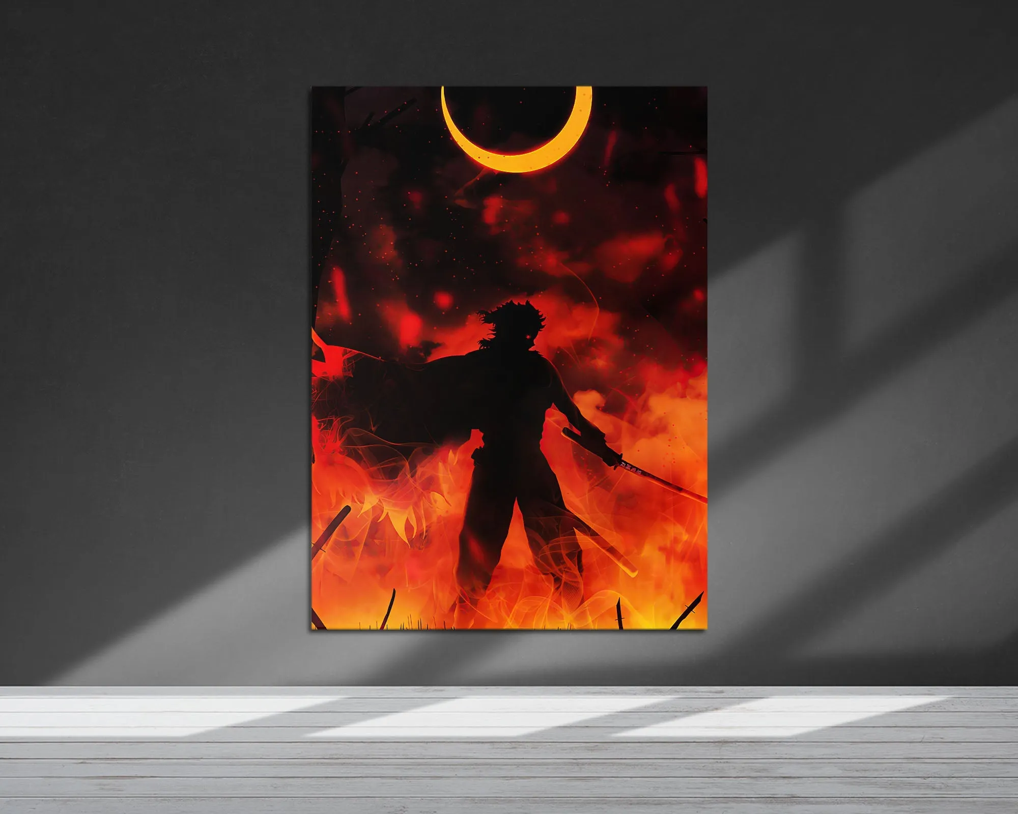 Demon Slayer Rengoku Kyojuro Moonlight Metal Poster