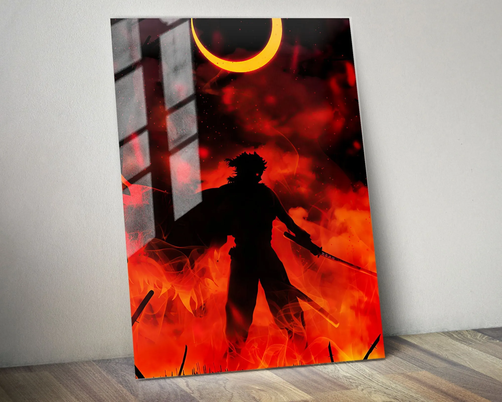Demon Slayer Rengoku Kyojuro Moonlight Metal Poster