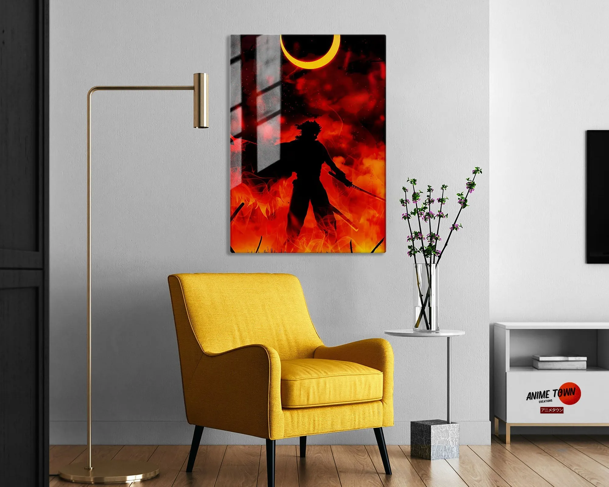 Demon Slayer Rengoku Kyojuro Moonlight Metal Poster