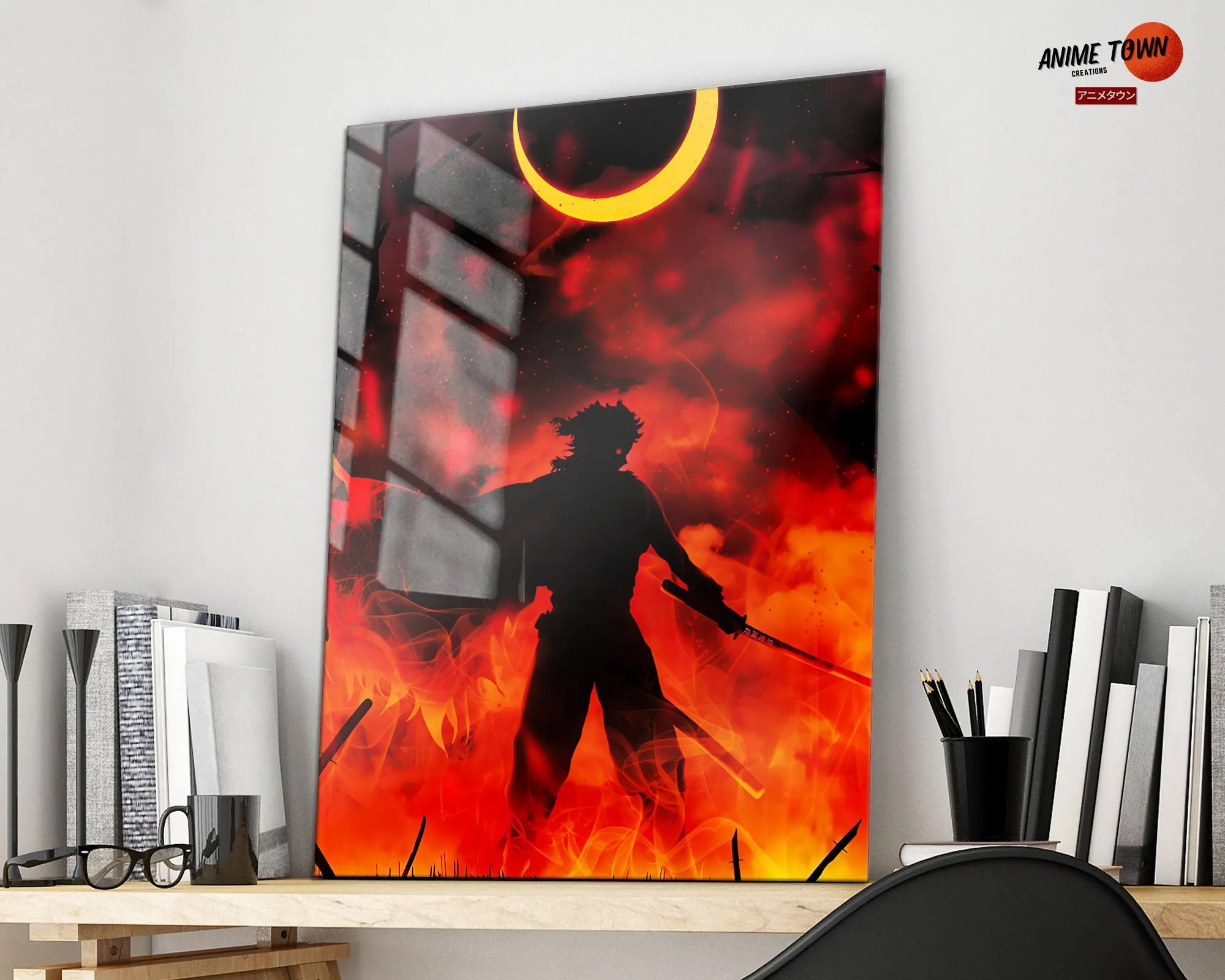 Demon Slayer Rengoku Kyojuro Moonlight Metal Poster