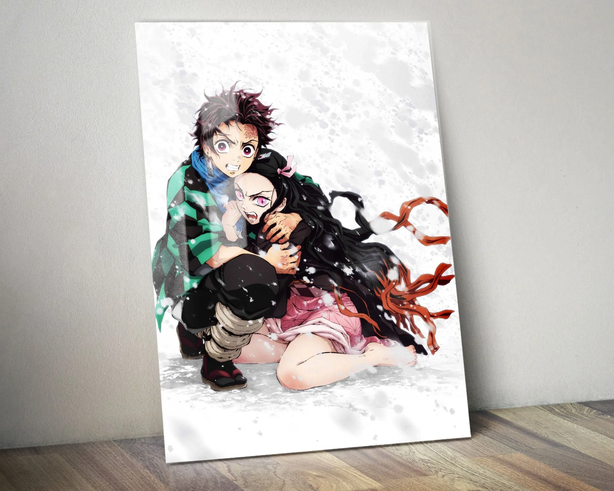 Demon Slayer Tanjiro Nezuko Snowstorm Metal Poster