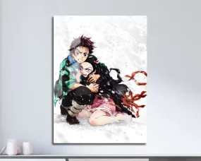 Demon Slayer Tanjiro Nezuko Snowstorm Metal Poster