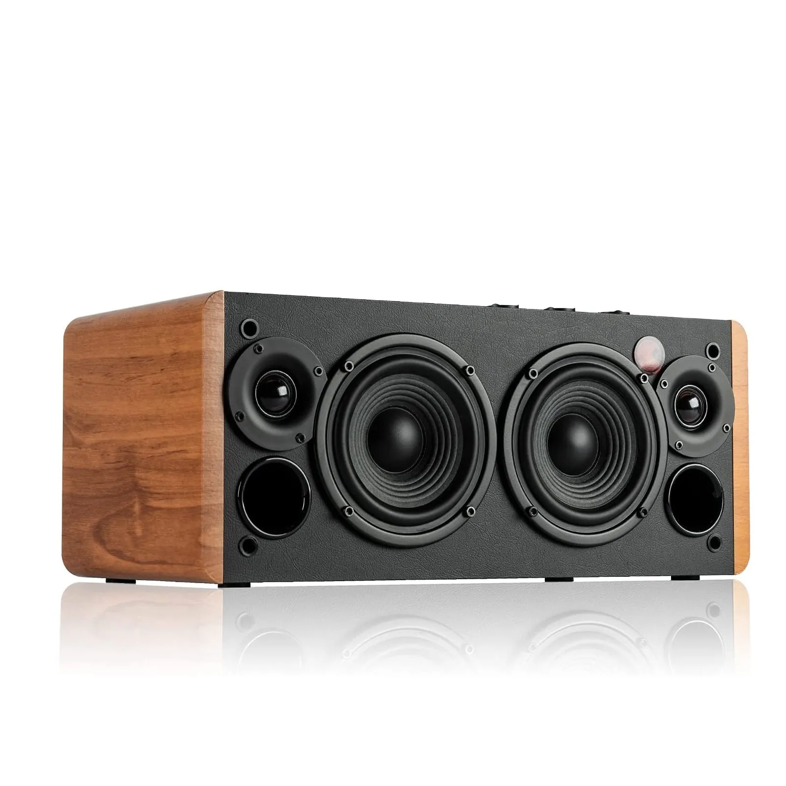 Edifier D12 Bookshelf Speaker Integrated Desktop Stereo Bluetooth Wireless Computer Speaker with Subwoofer Line Out (Wood)