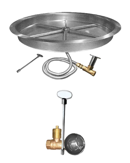 Firegear 19" Stainless Steel Round Pan Gas Fire Pit Insert FPB-19RBSTFS