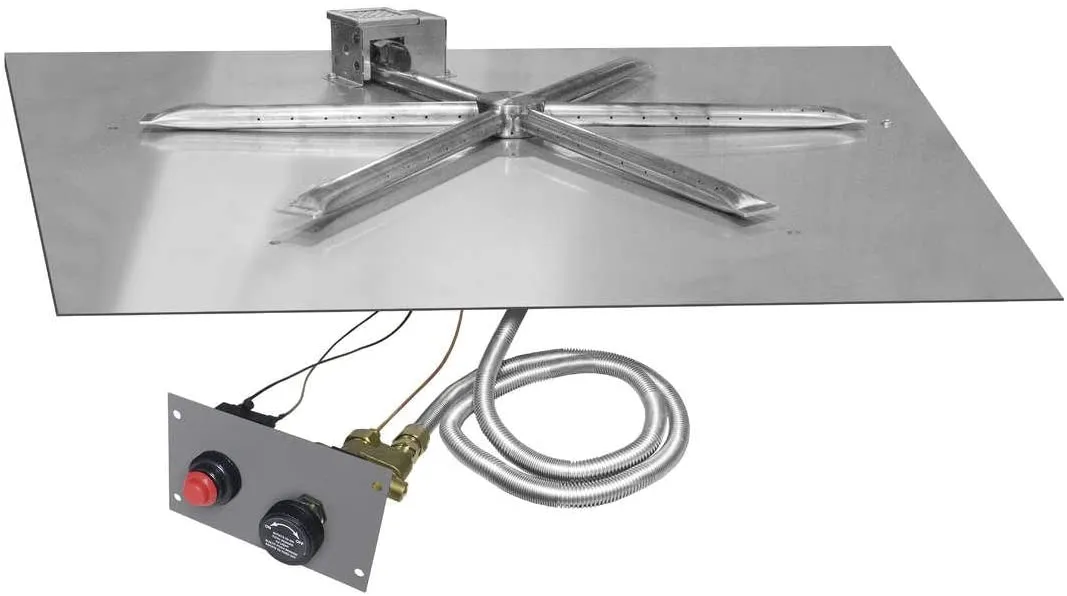 Firegear 20" Stainless Steel Square Pan Gas Fire Pit Insert FPB-20SBSTFS-N