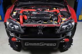 Grimmspeed Front Mount Intercooler Kit BLACK Coated [Inc. Red Piping] - Subaru 08-14 STI - 090253