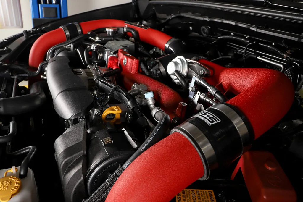 Grimmspeed Front Mount Intercooler Kit BLACK Coated [Inc. Red Piping] - Subaru 15-21 STI - 090258