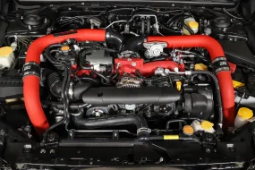 Grimmspeed Front Mount Intercooler Kit BLACK Coated [Inc. Red Piping] - Subaru 15-21 STI - 090258