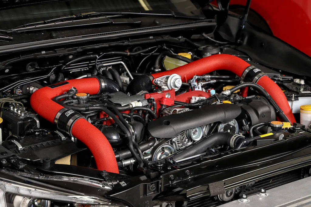 Grimmspeed Front Mount Intercooler Kit BLACK Coated [Inc. Red Piping] - Subaru 15-21 STI - 090258