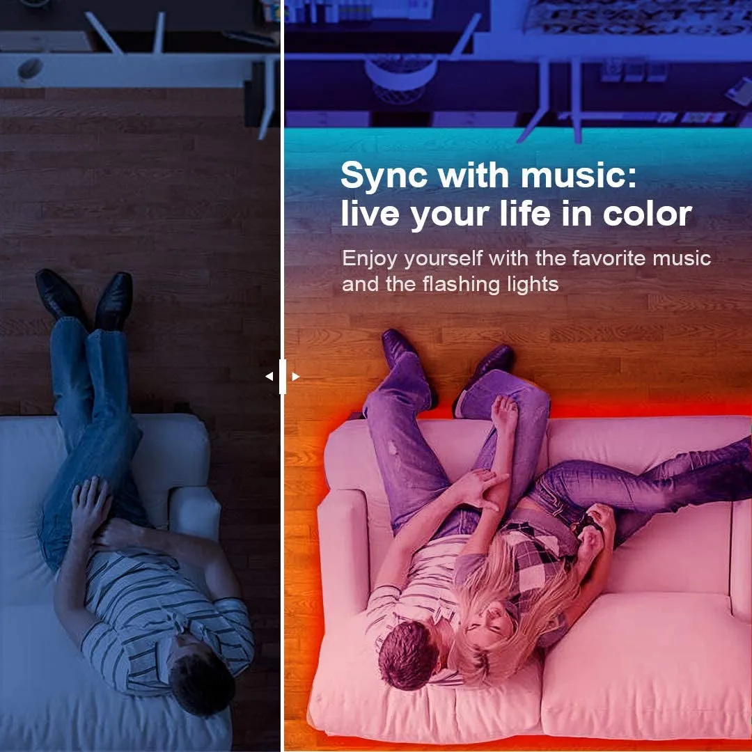 GUPUP 50 FT LED Strip Lights,Bluetooth LED Lights for Bedroom, Color Changing Light Strip with Music Sync, Phone Controller and IR Remote(App Remote  Mic).