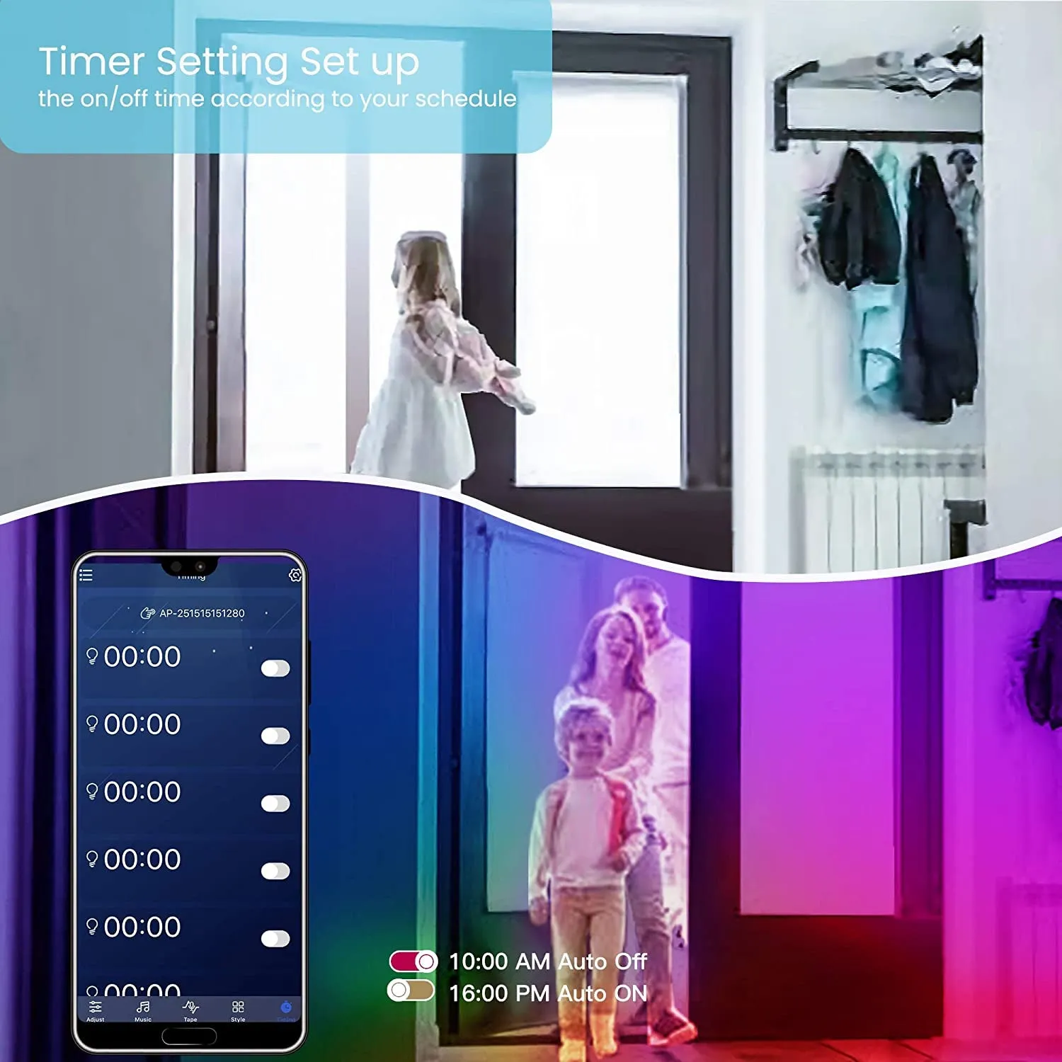 GUPUP 50 FT LED Strip Lights,Bluetooth LED Lights for Bedroom, Color Changing Light Strip with Music Sync, Phone Controller and IR Remote(App Remote  Mic).