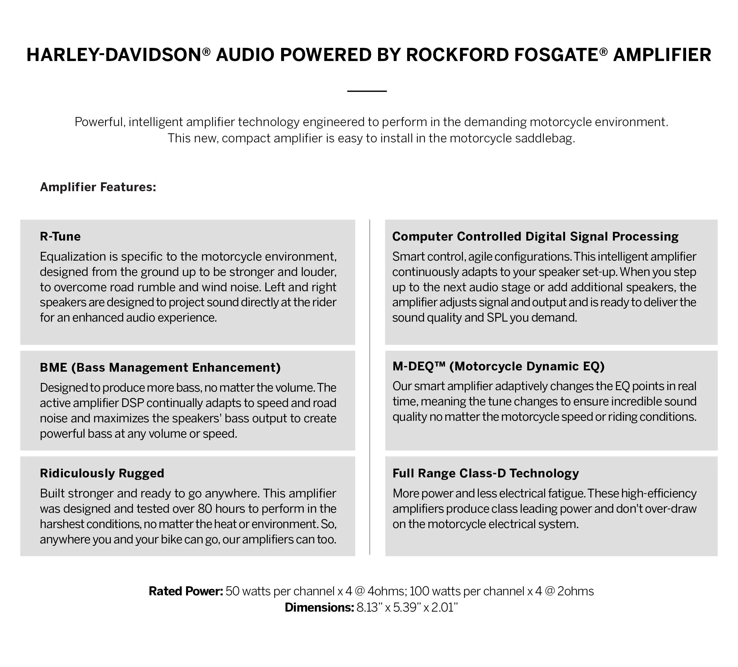 Harley-Davidson Audio Powered By Rockford Fosgate, Amplifier 400W 4-Channel (Primary) 76000997