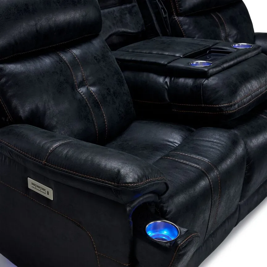 Hunter Triple Power Reclining Sofa with Multimedia system - Eclipse