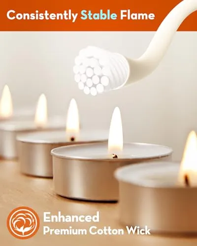 Hypmis Tea Lights Candles - 200 Pack, 4.5  Hours Fully Burns Tealight Candles Unscented Smokeless Bright Flame Paraffin Tealights for Home, Sabbath, Weddings, Christmas & Halloween Decor, White
