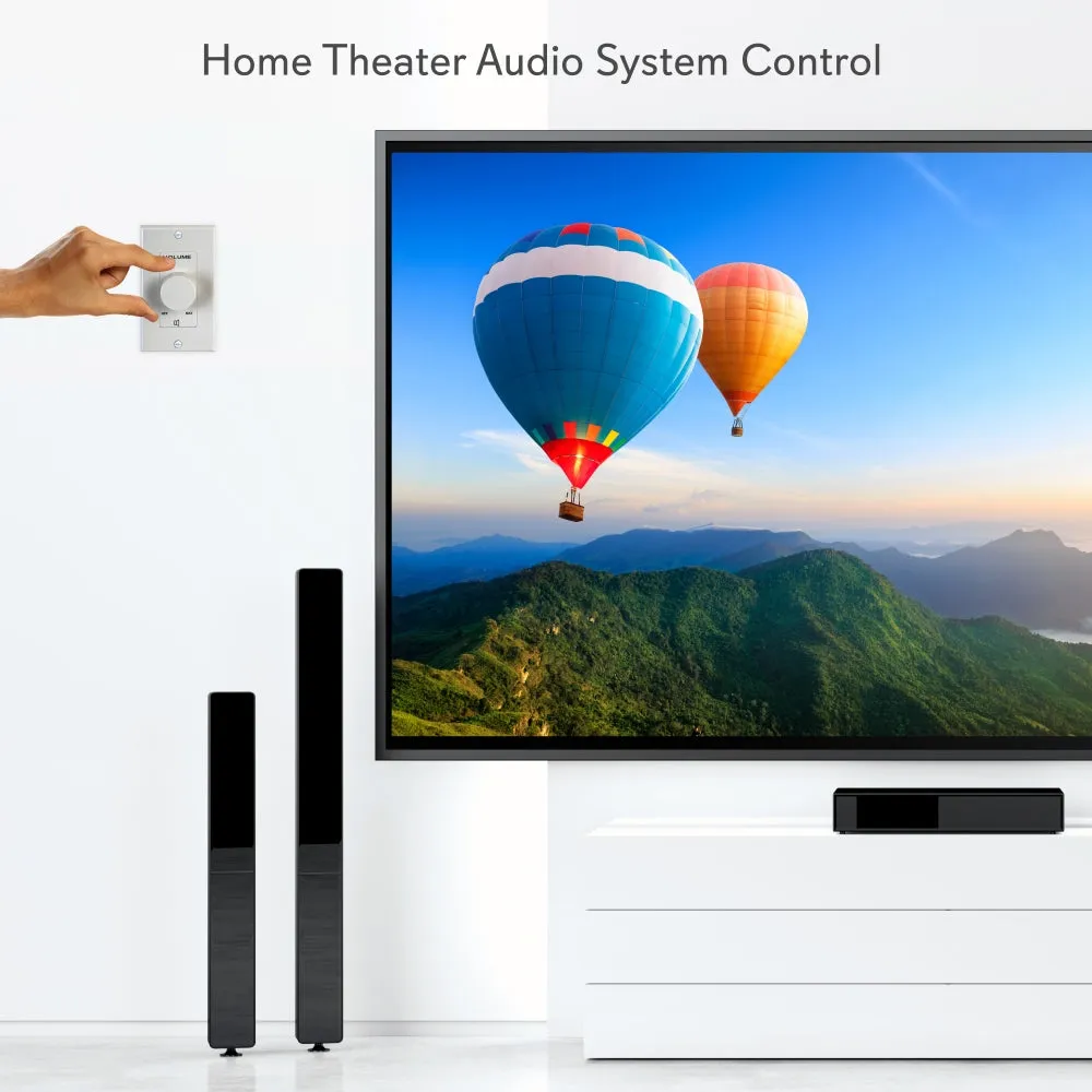 In-Wall / Wall Plate Rotary Volume Control - Wall Mount Audio Speaker Control (Standard Single Gang)