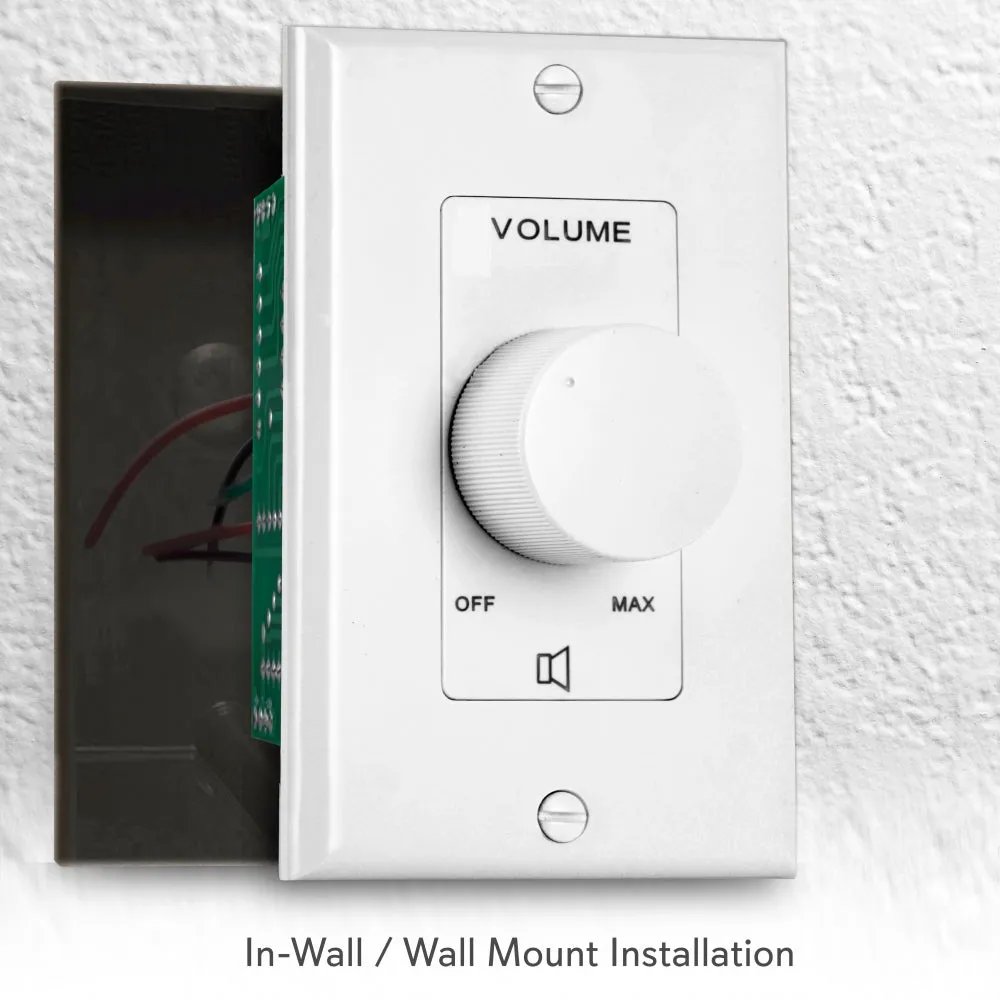 In-Wall / Wall Plate Rotary Volume Control - Wall Mount Audio Speaker Control (Standard Single Gang)