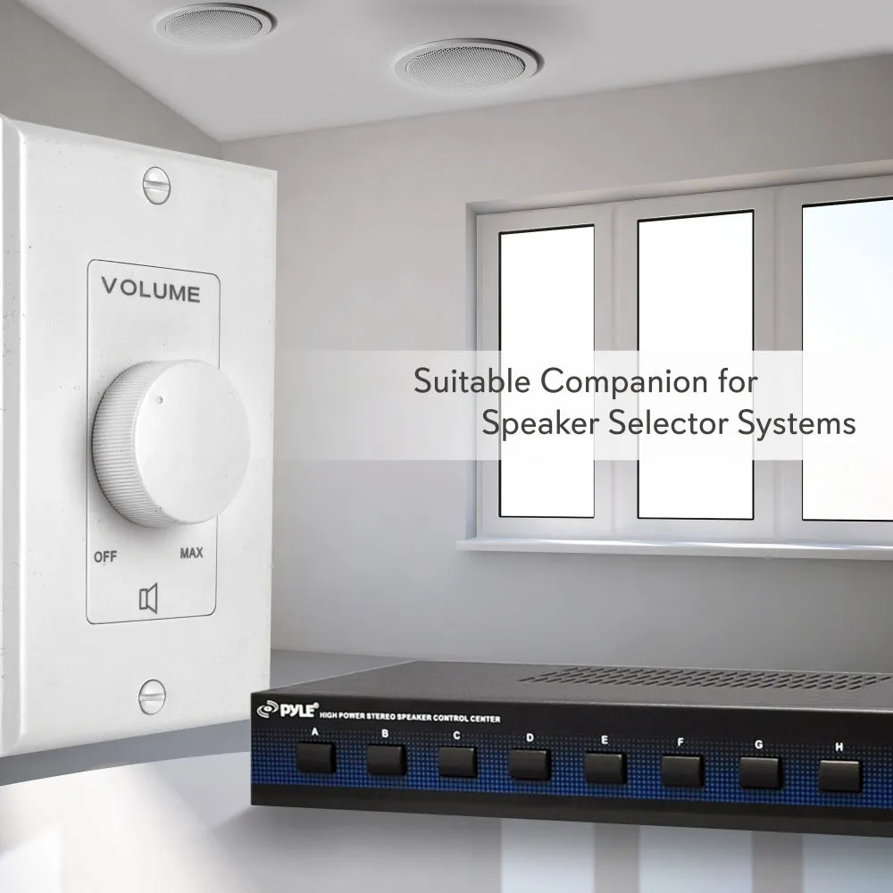 In-Wall / Wall Plate Rotary Volume Control - Wall Mount Audio Speaker Control (Standard Single Gang)