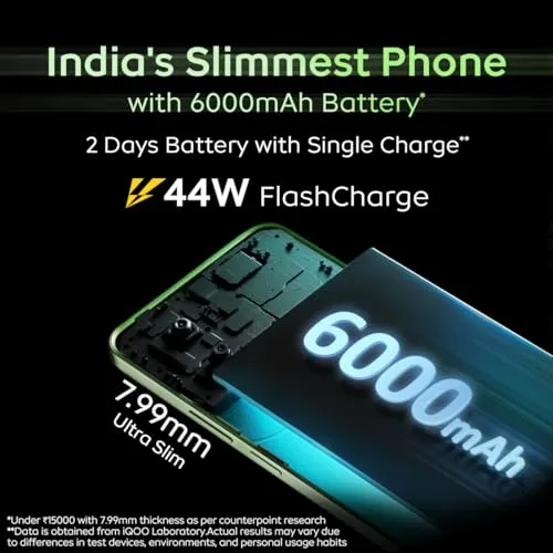 iQOO Z9x 5G (Tornado Green, 6GB RAM, 128GB Storage) | Snapdragon 6 Gen 1 with 560k  AnTuTu Score | 6000mAh Battery with 7.99mm Slim Design | 44W FlashCharge