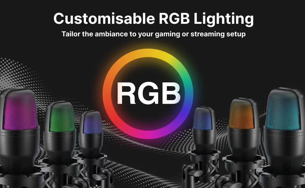 Laser RGB Gaming Desktop Microphone Plug-and-Play (Black)