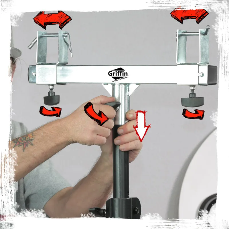 Light Trussing Stands by GRIFFIN - T Adapter DJ Booth Kit & Truss System for Lighting Cans & Speaker
