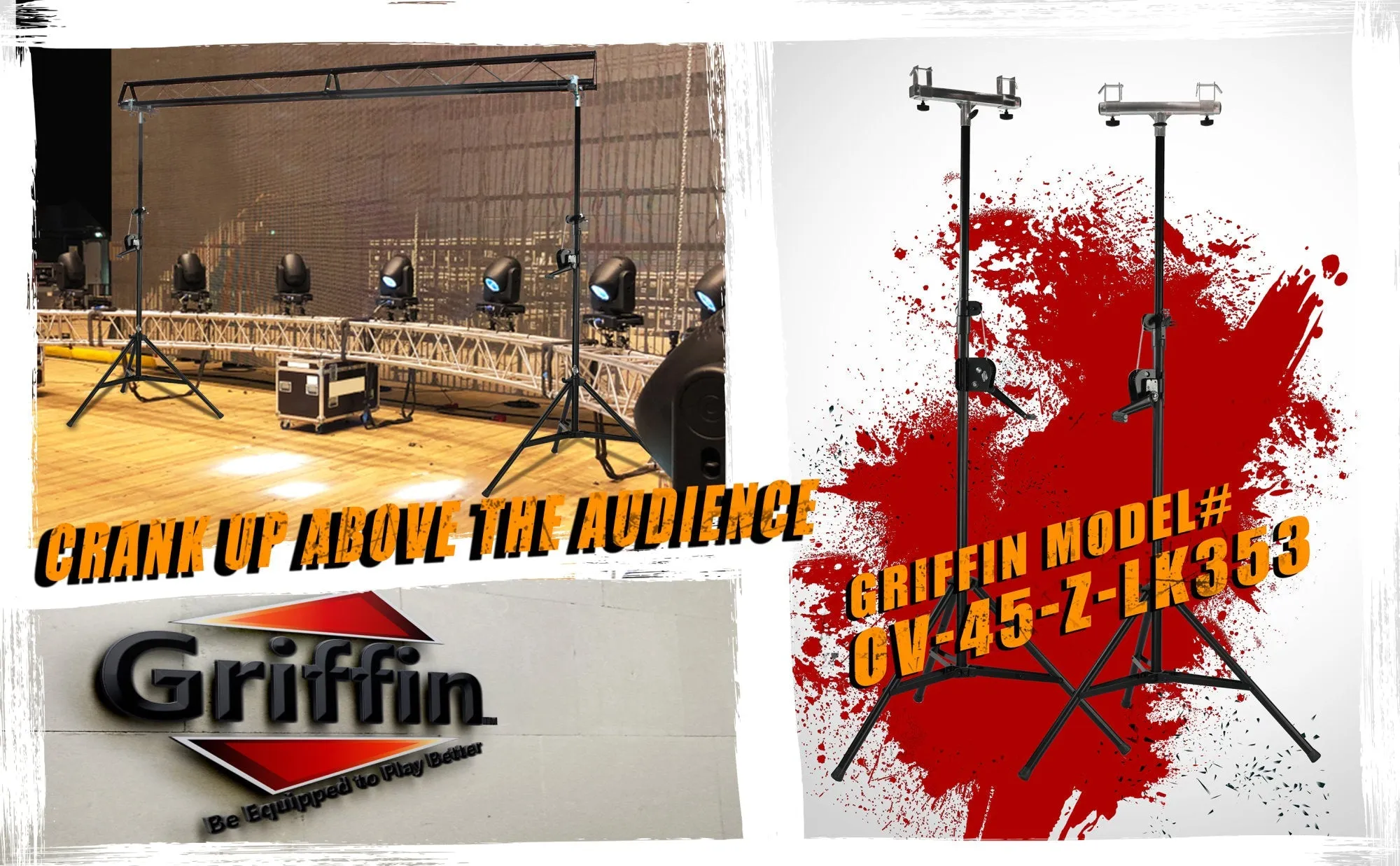 Light Trussing Stands by GRIFFIN - T Adapter DJ Booth Kit & Truss System for Lighting Cans & Speaker