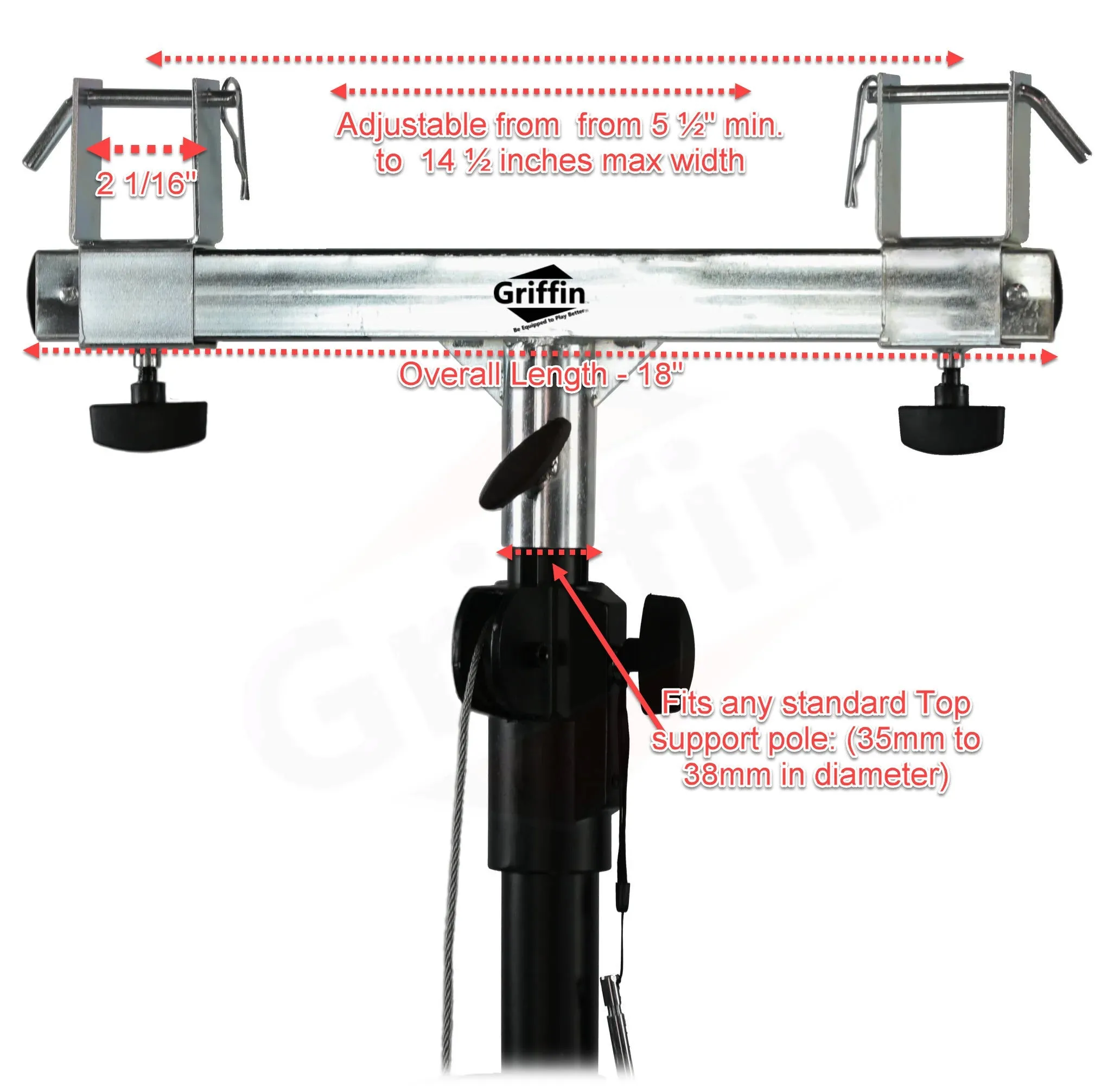 Light Trussing Stands by GRIFFIN - T Adapter DJ Booth Kit & Truss System for Lighting Cans & Speaker
