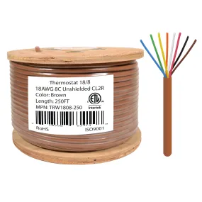 Logico TRW1808-250 18/8 Thermostat Wire 18 Gauge Solid Copper CMR Heating HVAC AC Cable 250FT