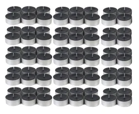 LUCES Paraffin Wax Black Tea light candles Smokeless Scented Floating tea cup tealight tin base for Party Home Decor Set of 80