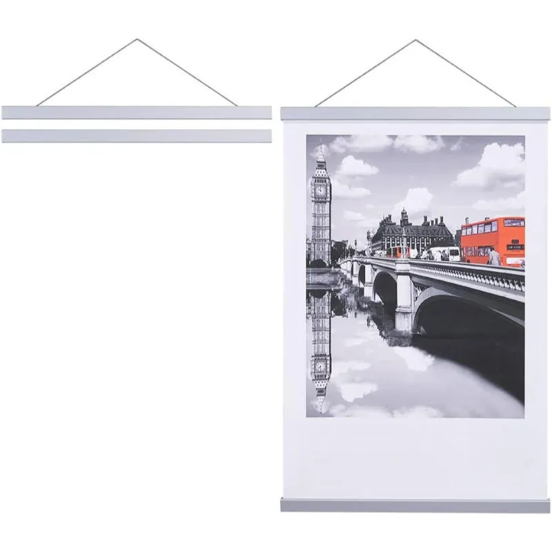 Magnetic Poster Hanger Frame, Light Wood Wooden Magnet Canvas Artwork Print Dowel Poster Hangers Frames Hanging Kits