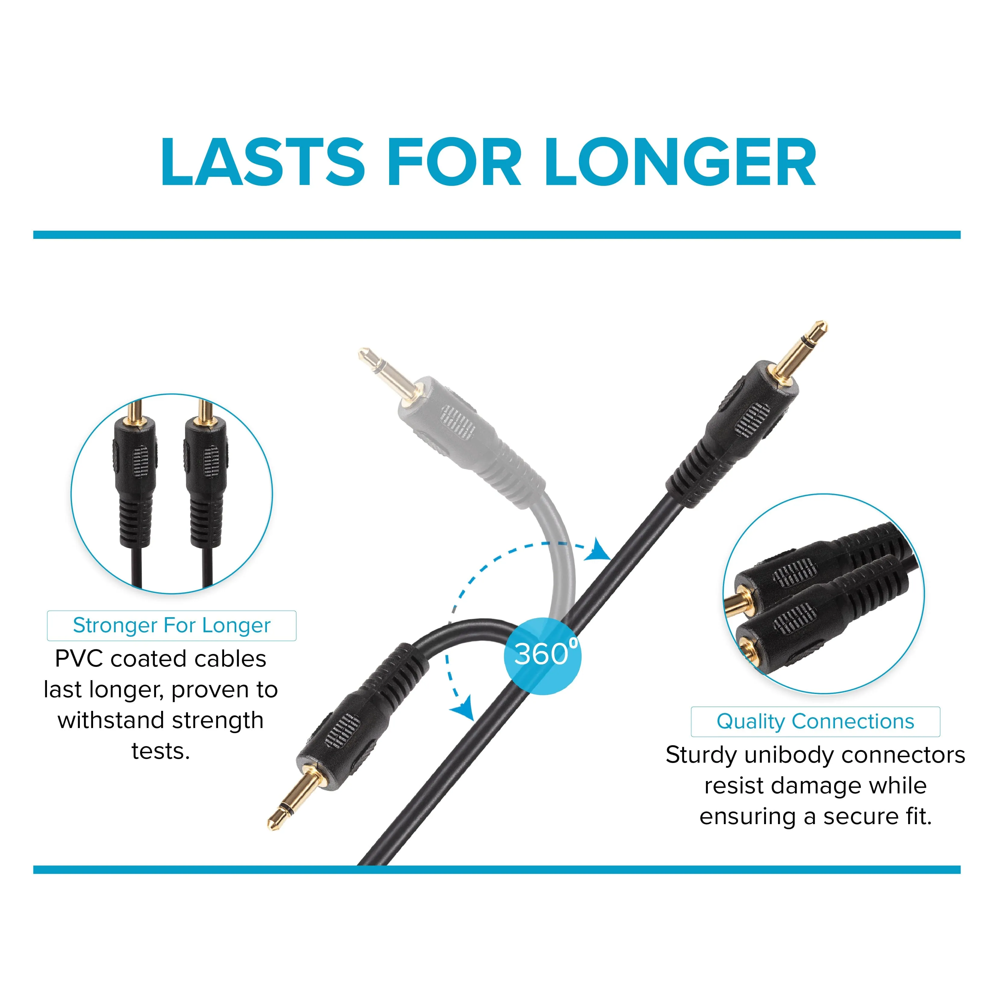 Maplin 3.5mm Aux Mono 2-Pole Jack Plug to 3.5mm 2-Pole Jack Plug Cable - Black, 3m