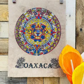 Medium Aztec Calendar Design - Amate Paintings