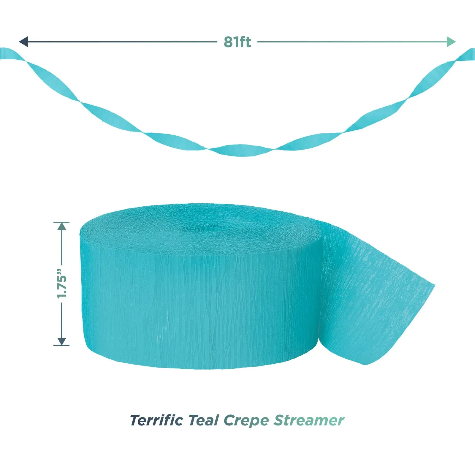 Mermaid Party Supplies - Happy Birthday Banner Garland With Teal and White Crepe Streamer Decorations
