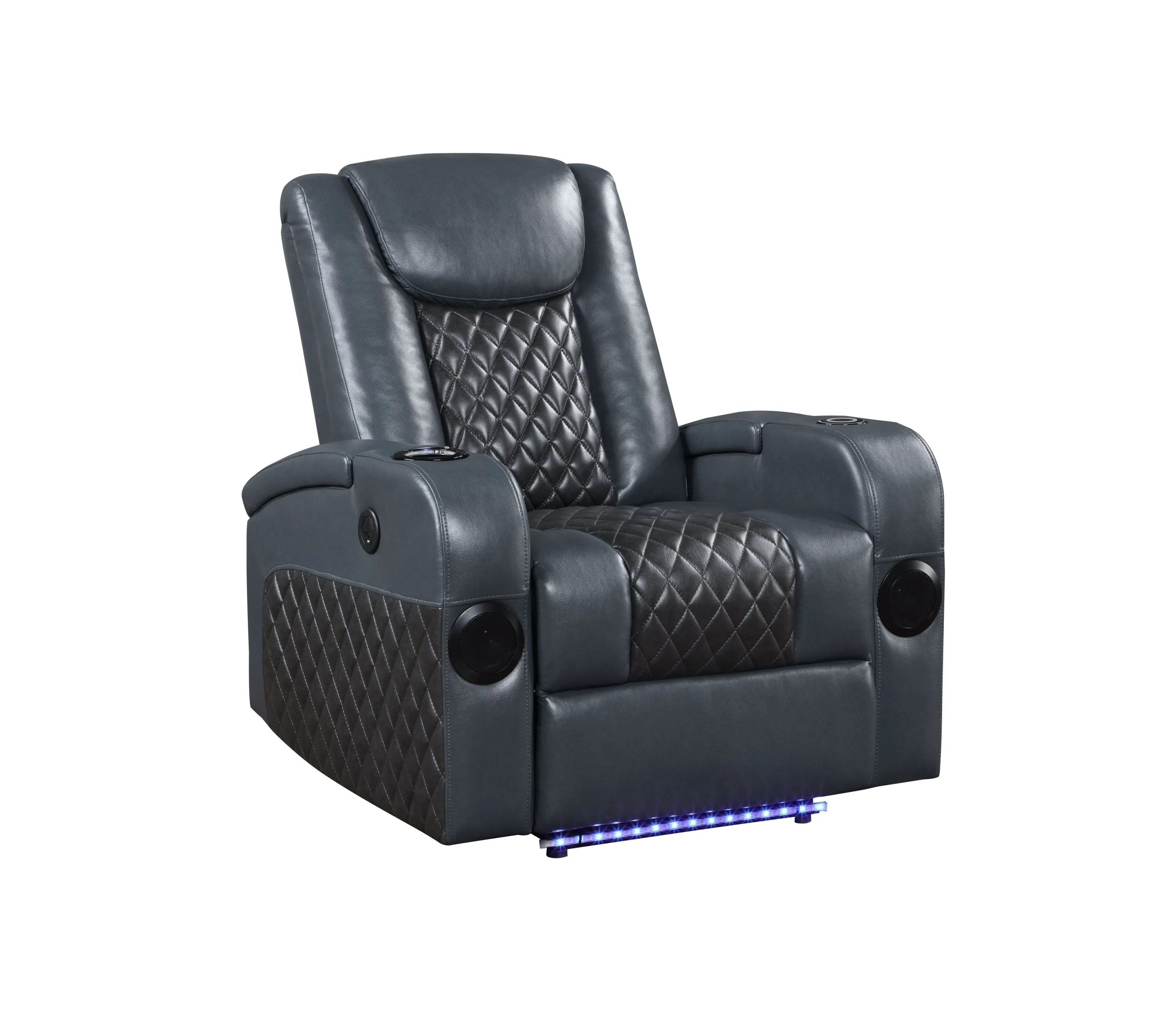 Merritt Power Recliner with Bluetooth - Black Blue