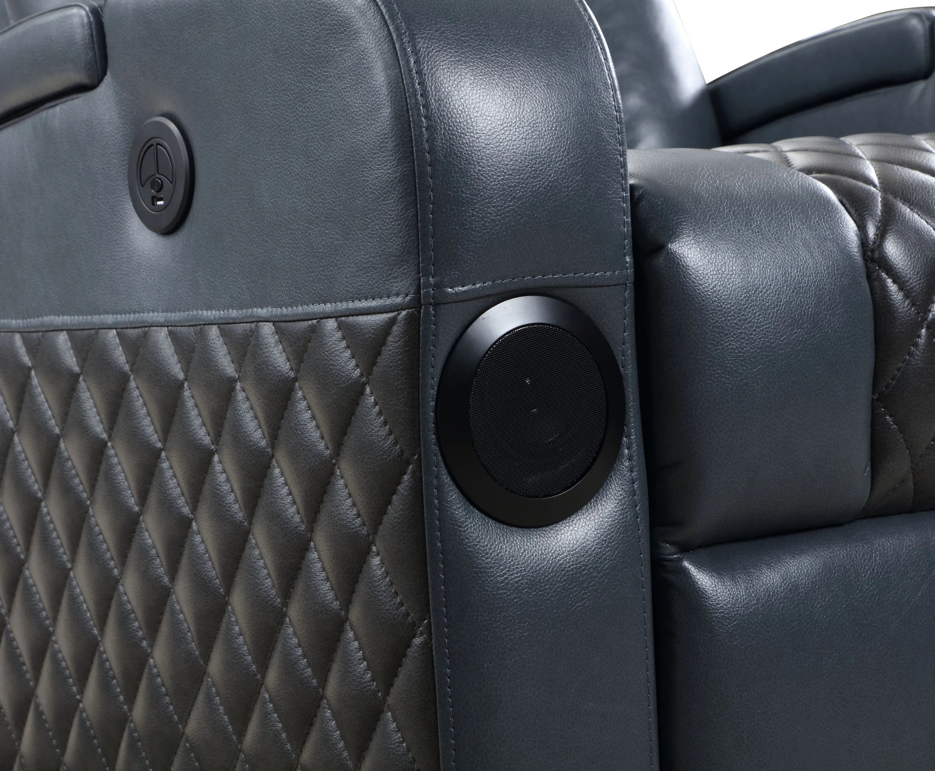 Merritt Power Recliner with Bluetooth - Black Blue