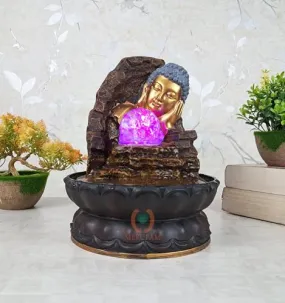 MERUPAM™ Decorative Tabeltop Buddha Water Fountain for Living Room, Bedroom, Bathroom, Office Decor with Multicolor LED Lights (M-TF-B-4)