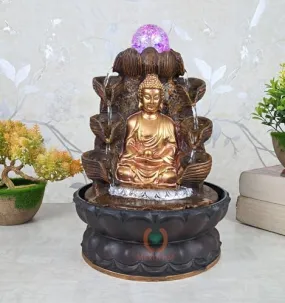 MERUPAM™ Decorative Tabeltop Buddha Water Fountain for Living Room, Bedroom, Bathroom, Office Decor with Multicolor LED Lights ot Crystal Ball (M-TF-B-9)