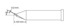 Metcal GT6-CN0002R 30° Bent Conical Solder Tip, 0.2 x 8.0mm