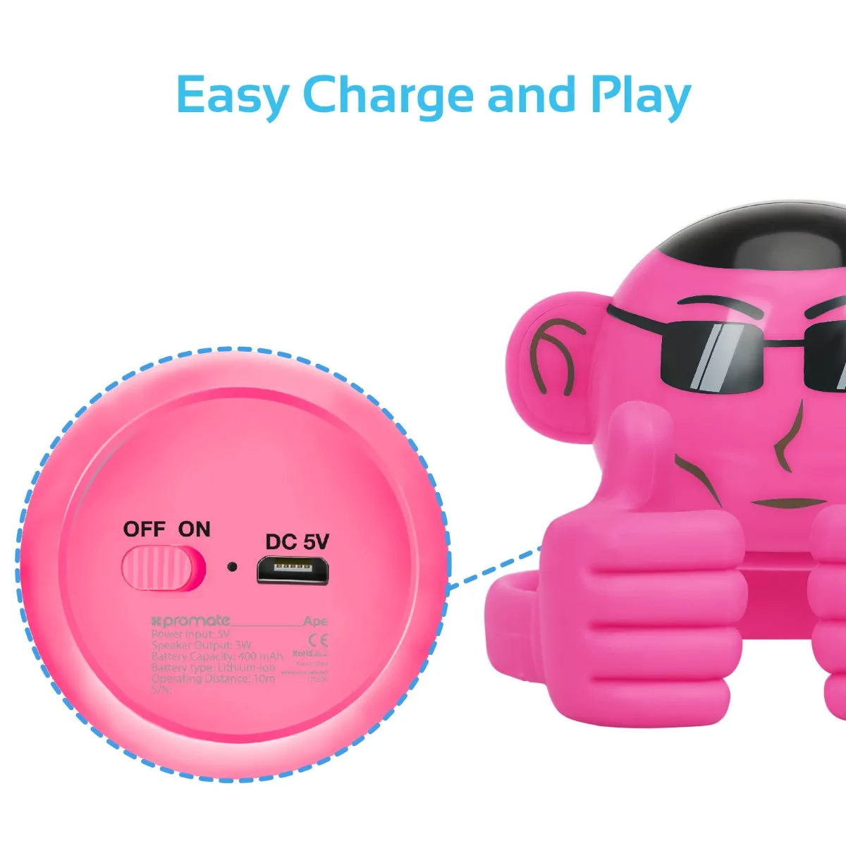 Mini High Definition Wireless Monkey Speaker With Smartphone Stand