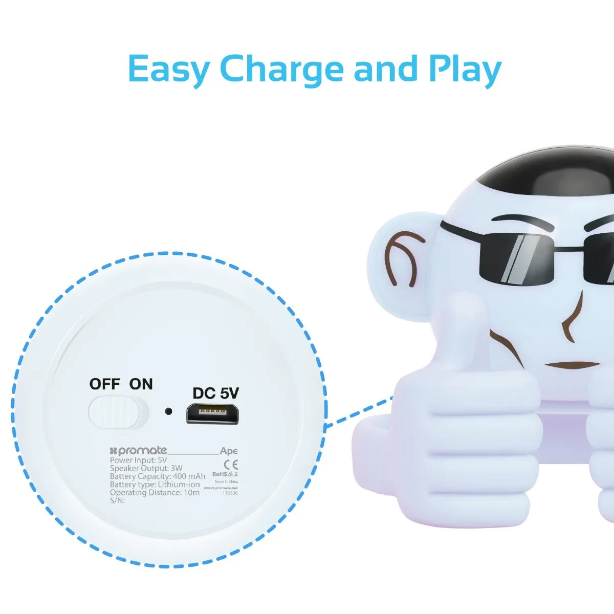 Mini High Definition Wireless Monkey Speaker With Smartphone Stand