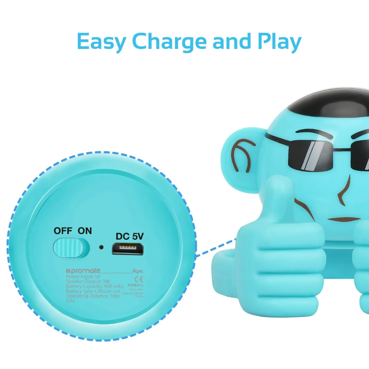 Mini High Definition Wireless Monkey Speaker With Smartphone Stand