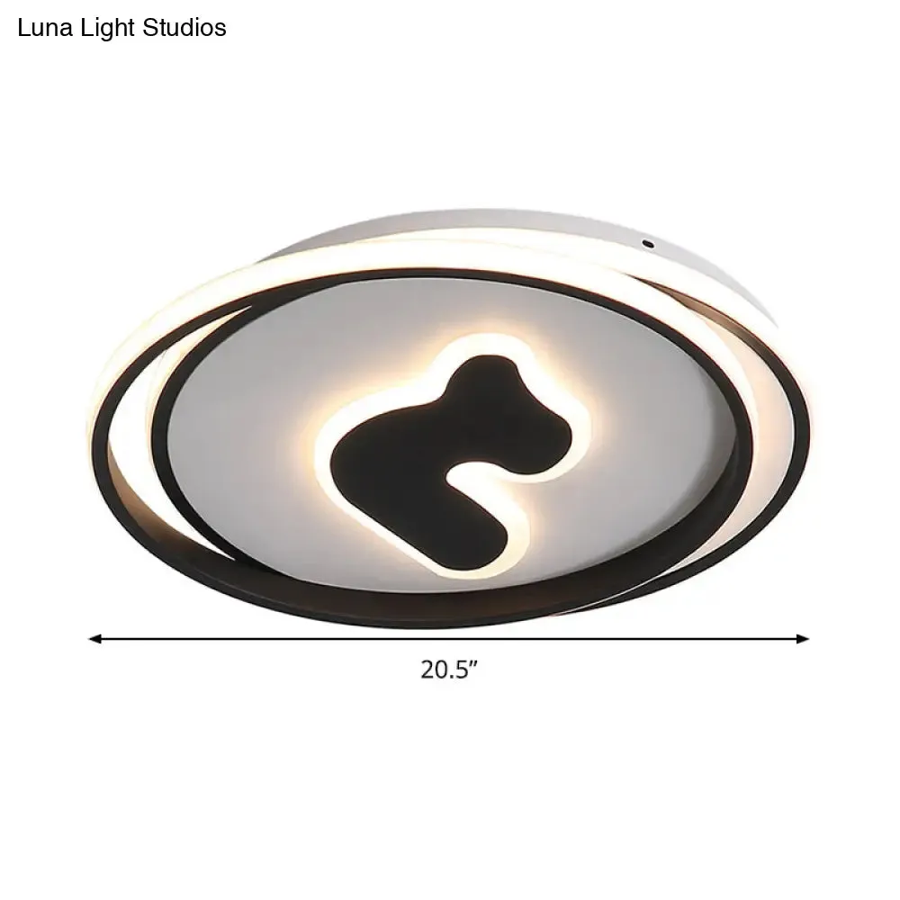 Modern Black LED Flush Mount Ceiling Light Fixture - 16.5"/20.5" Wide Circle Acrylic, White/Yellow Light, Remote Control Dimming