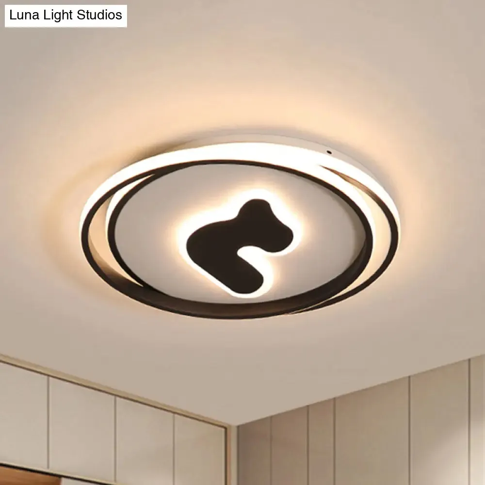 Modern Black LED Flush Mount Ceiling Light Fixture - 16.5"/20.5" Wide Circle Acrylic, White/Yellow Light, Remote Control Dimming