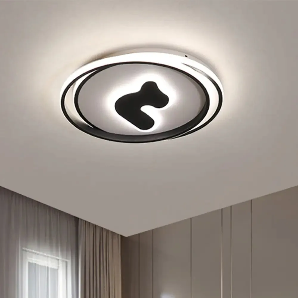 Modern Black LED Flush Mount Ceiling Light Fixture - 16.5"/20.5" Wide Circle Acrylic, White/Yellow Light, Remote Control Dimming