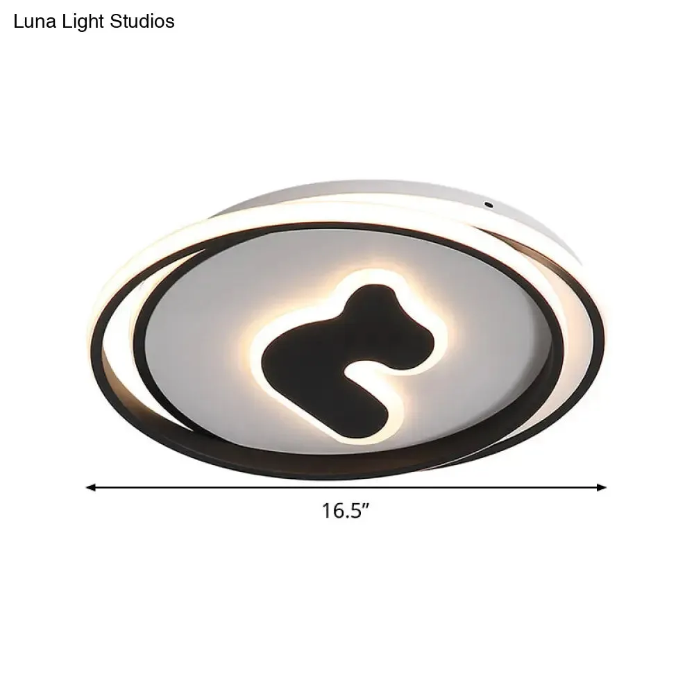 Modern Black LED Flush Mount Ceiling Light Fixture - 16.5"/20.5" Wide Circle Acrylic, White/Yellow Light, Remote Control Dimming