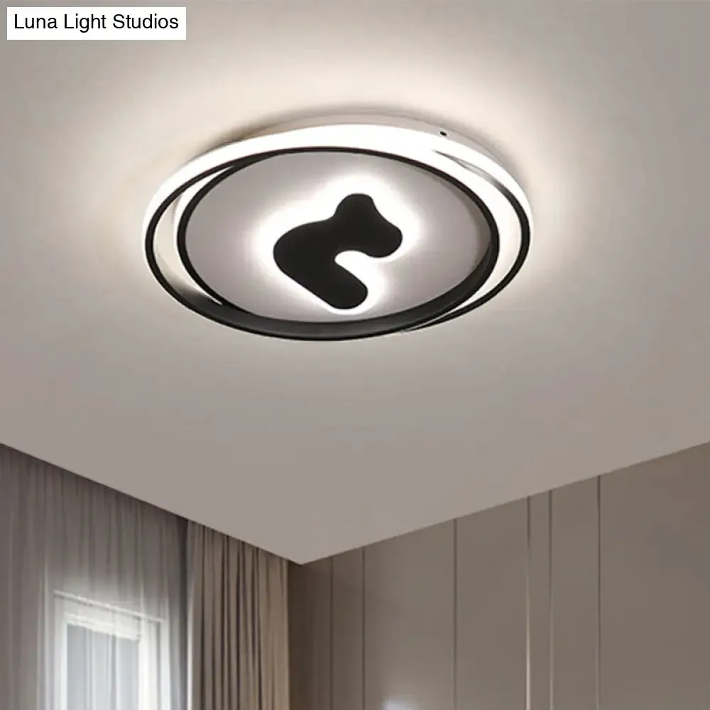 Modern Black LED Flush Mount Ceiling Light Fixture - 16.5"/20.5" Wide Circle Acrylic, White/Yellow Light, Remote Control Dimming